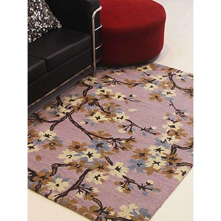 GLITZY RUGS 5 x 8 ft. Hand Tufted Wool Floral Rectangle Area RugBeige UBSK00671T0001A9
